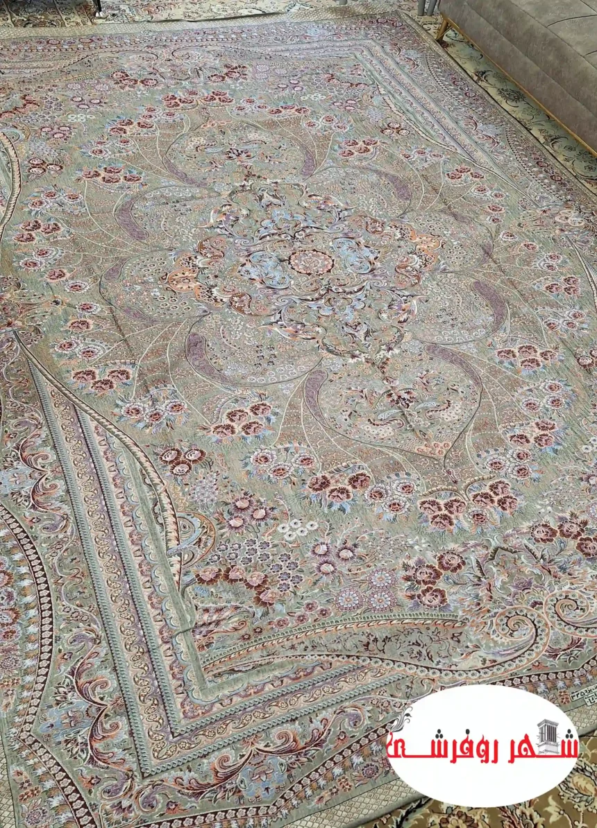 روفرشی مخمل ابریشم هشت ژاکارد شرکت نادرباف کد 345 رنگ طوسی