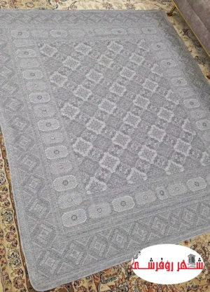 روفرشی مخمل نوین  شرکت اقبال طرح خشتی رنگ طوسی