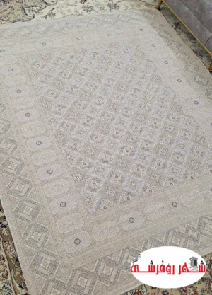 روفرشی مخمل نوین  شرکت اقبال طرح خشتی رنگ کرم