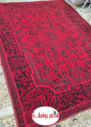 روفرشی مخمل دوشانل طرح هیلدا رنگ قرمز