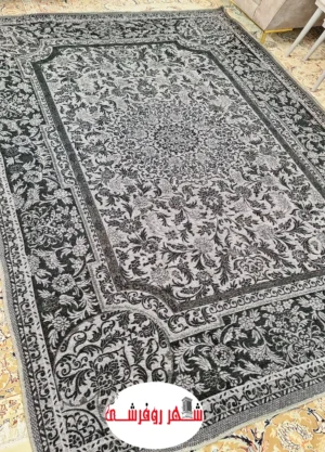 روفرشی مخمل دوشانل طرح هیلدا رنگ طوسی